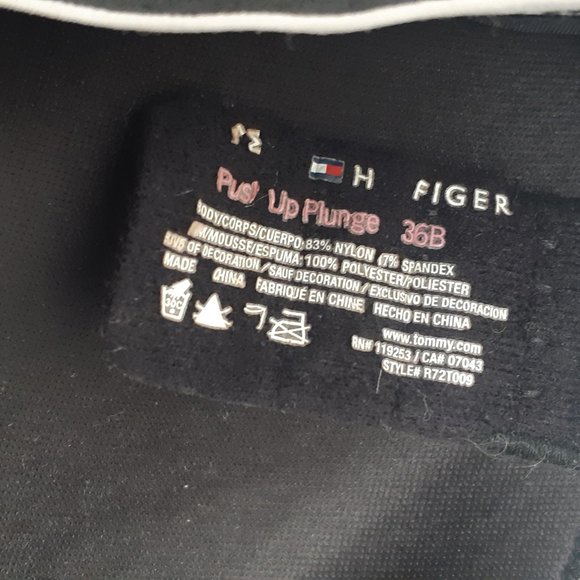 Tommy Hilfiger 36B Push up Plunge Bra Black with White Lace - Picture 5 of 10